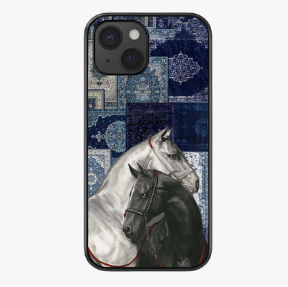 Midnight Stallion Blues Glass Case showing full back design in clean flat view with glossy glass finish.