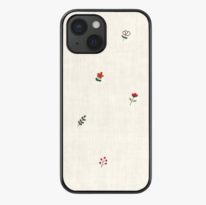 Minimal Petal Whispers Glass Case showing full back design in clean flat view with glossy glass finish.