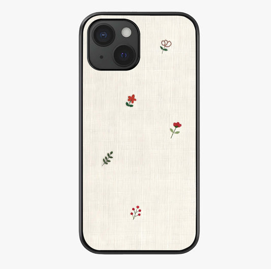 Minimal Petal Whispers Glass Case showing full back design in clean flat view with glossy glass finish.