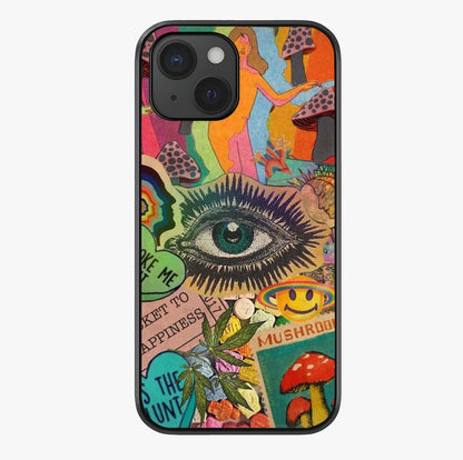 Mystic Eye Wonderland Glass Case showing full back design in clean flat view with glossy glass finish.
