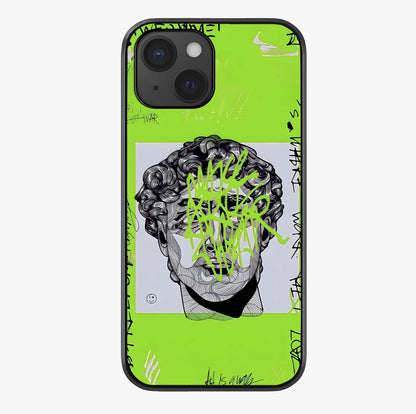 Neo Graffiti Rebellion Glass Case showing full back design in clean flat view with glossy glass finish.
