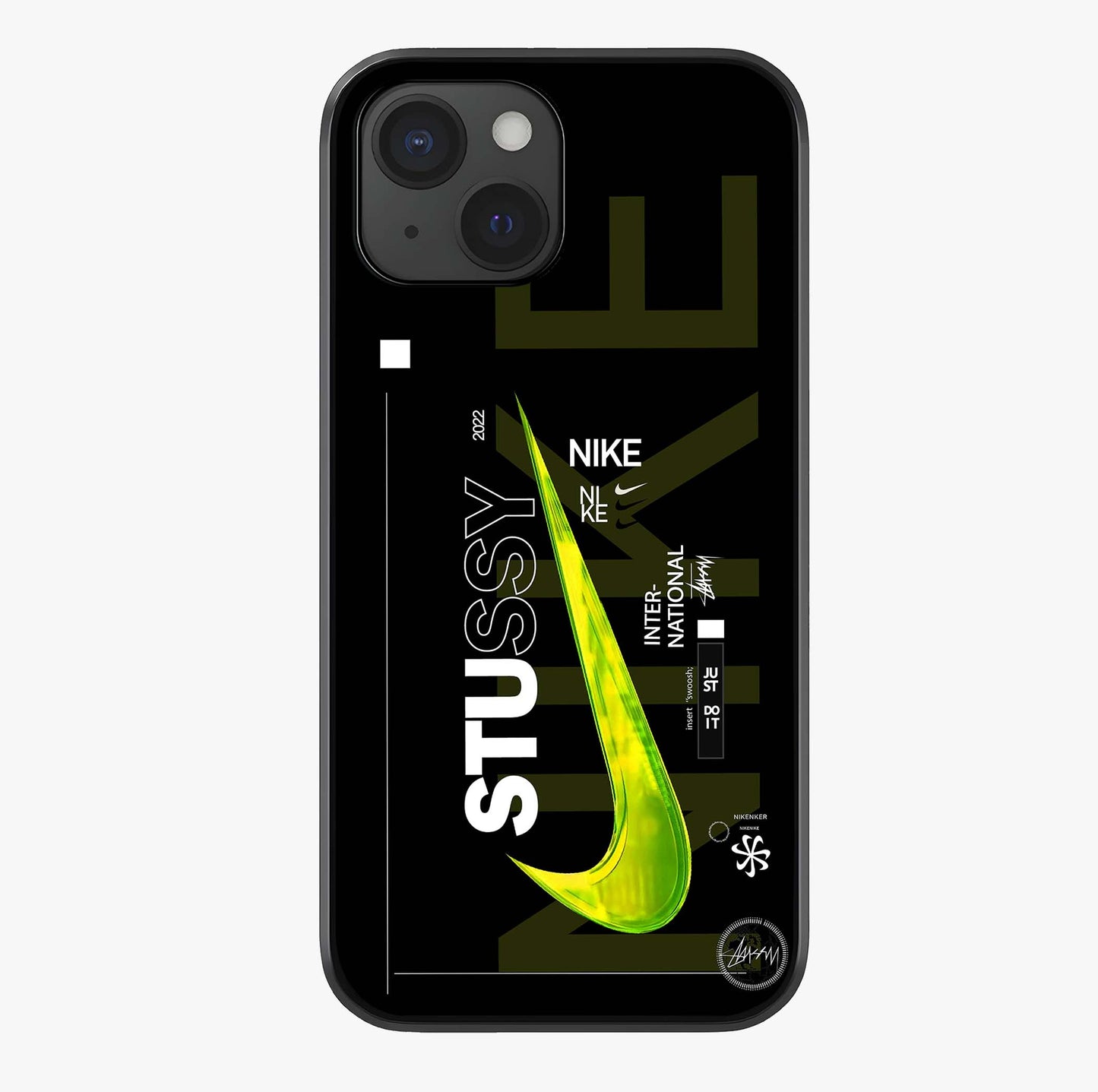 Neon Street Edition Glass Case showing full back design in clean flat view with glossy glass finish.