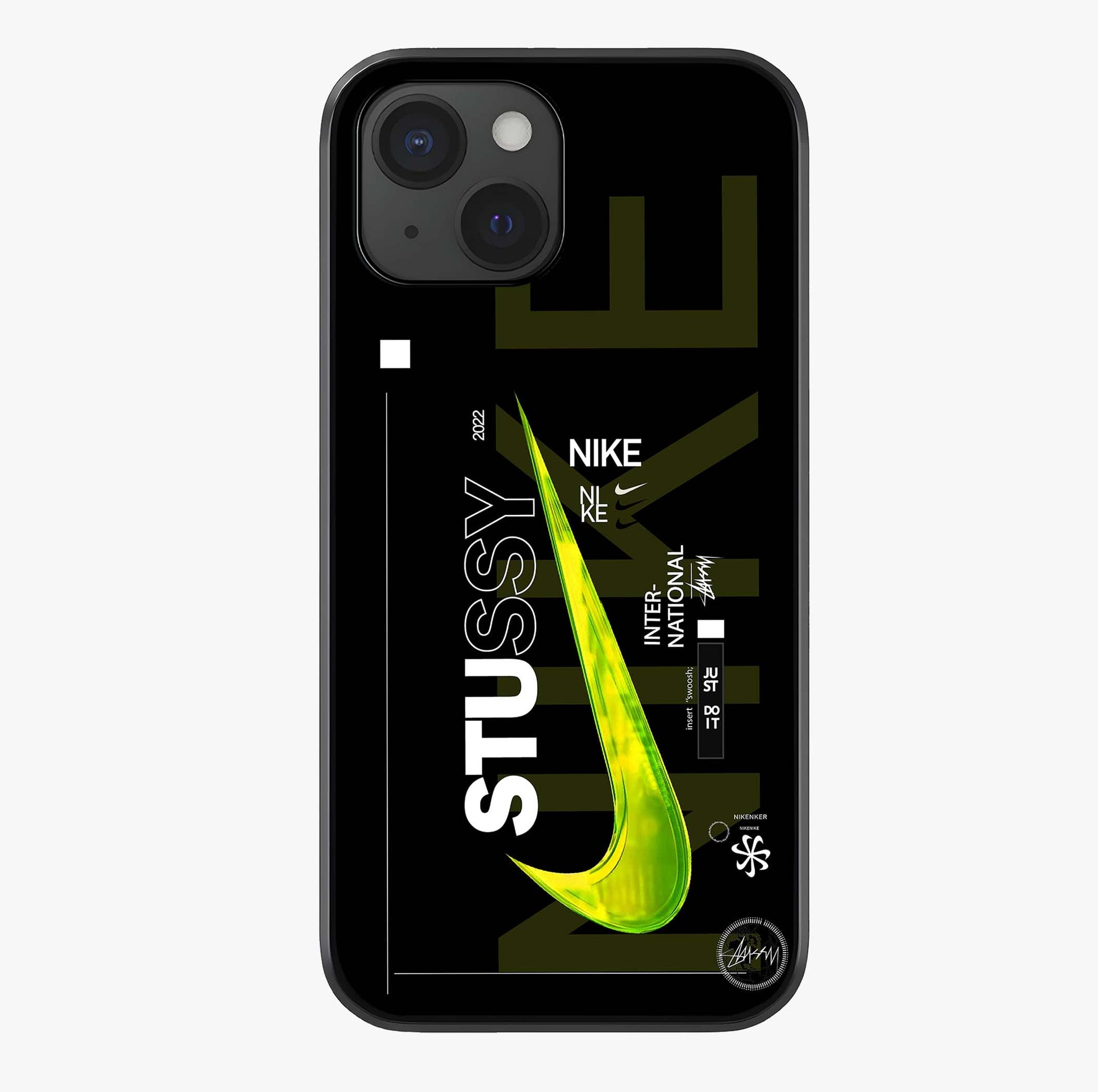 Neon Street Edition Glass Case showing full back design in clean flat view with glossy glass finish.