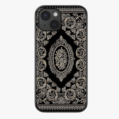 Noir Bloom Elegance Glass Case showing full back design in clean flat view with glossy glass finish.