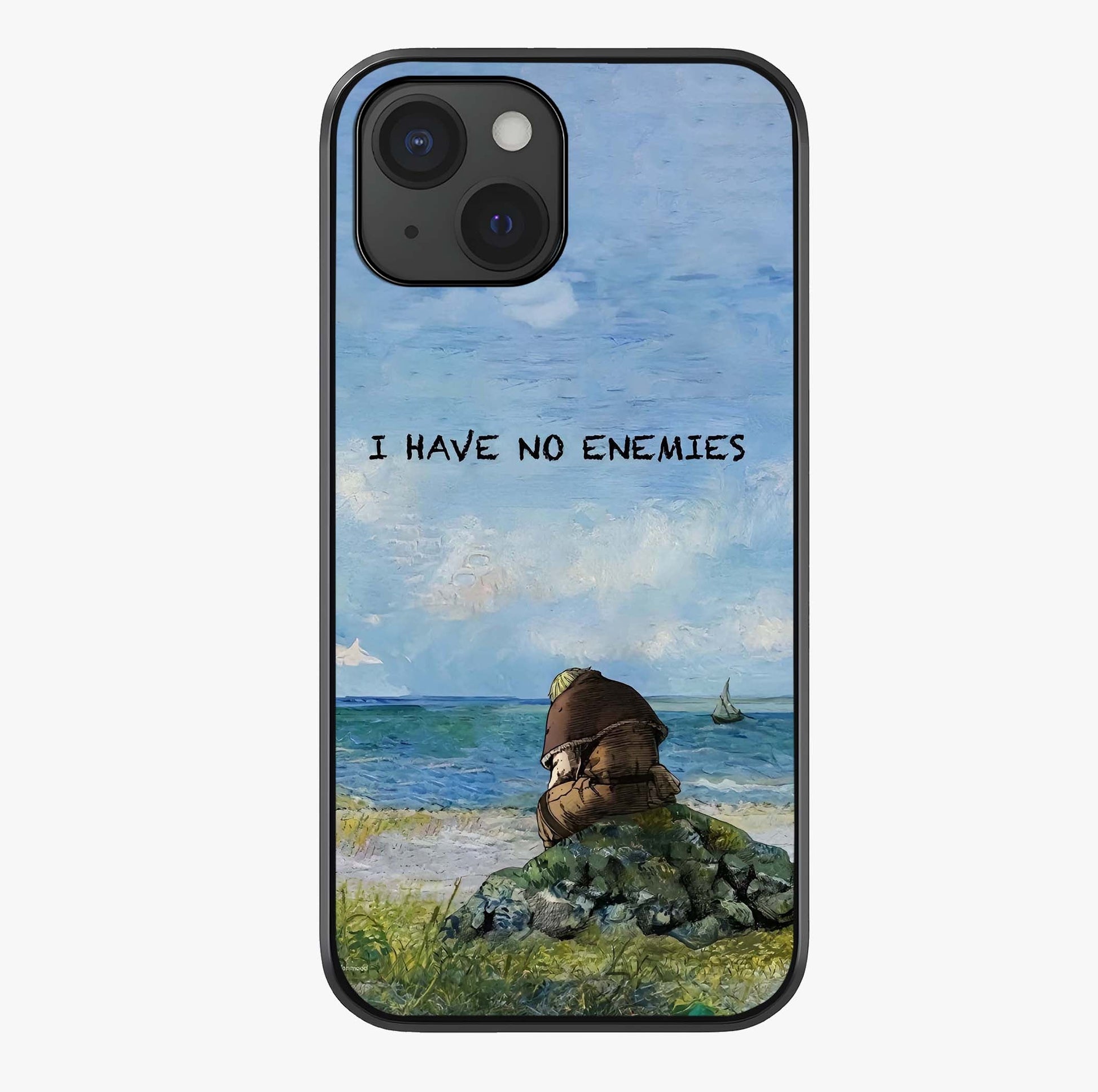 Peace Beyond War Glass Case showing full back design in clean flat view with glossy glass finish.