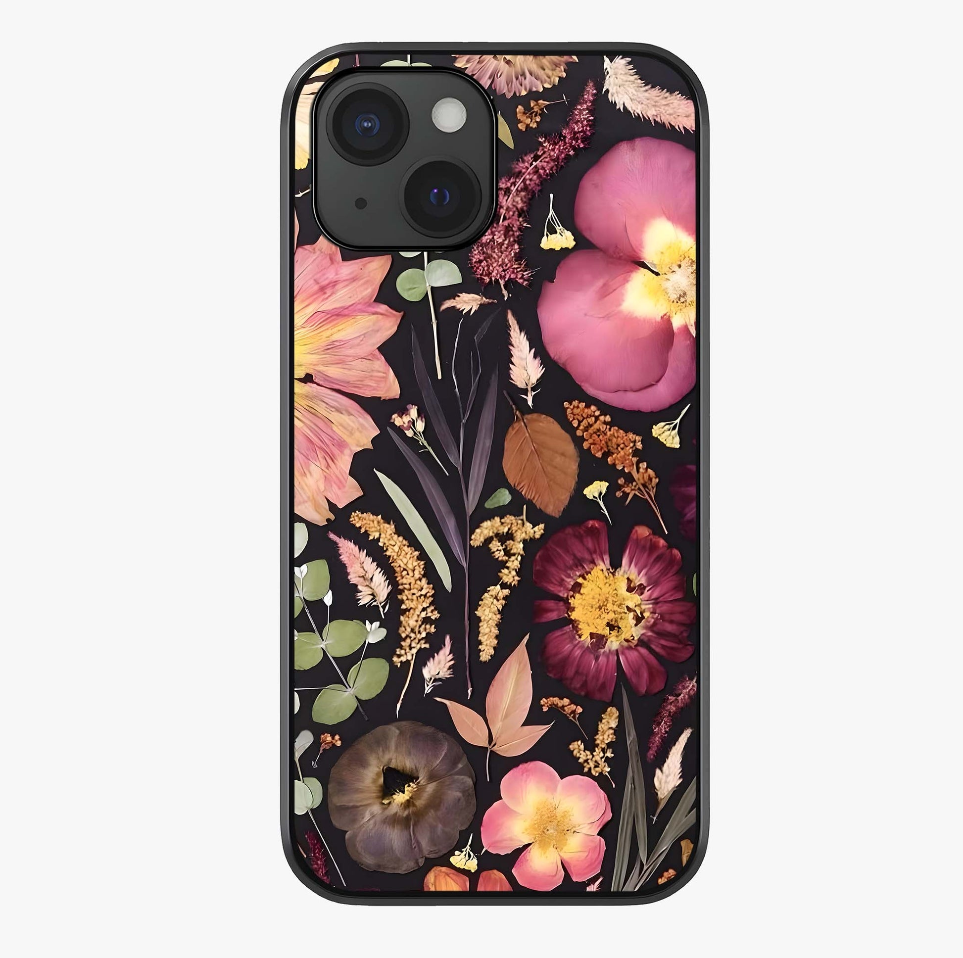 Petal Dream Tapestry Glass Case showing full back design in clean flat view with glossy glass finish.