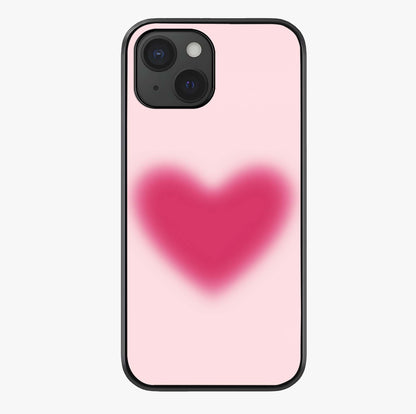 Pink Aura Heart Glass Case showing full back design in clean flat view with glossy glass finish.