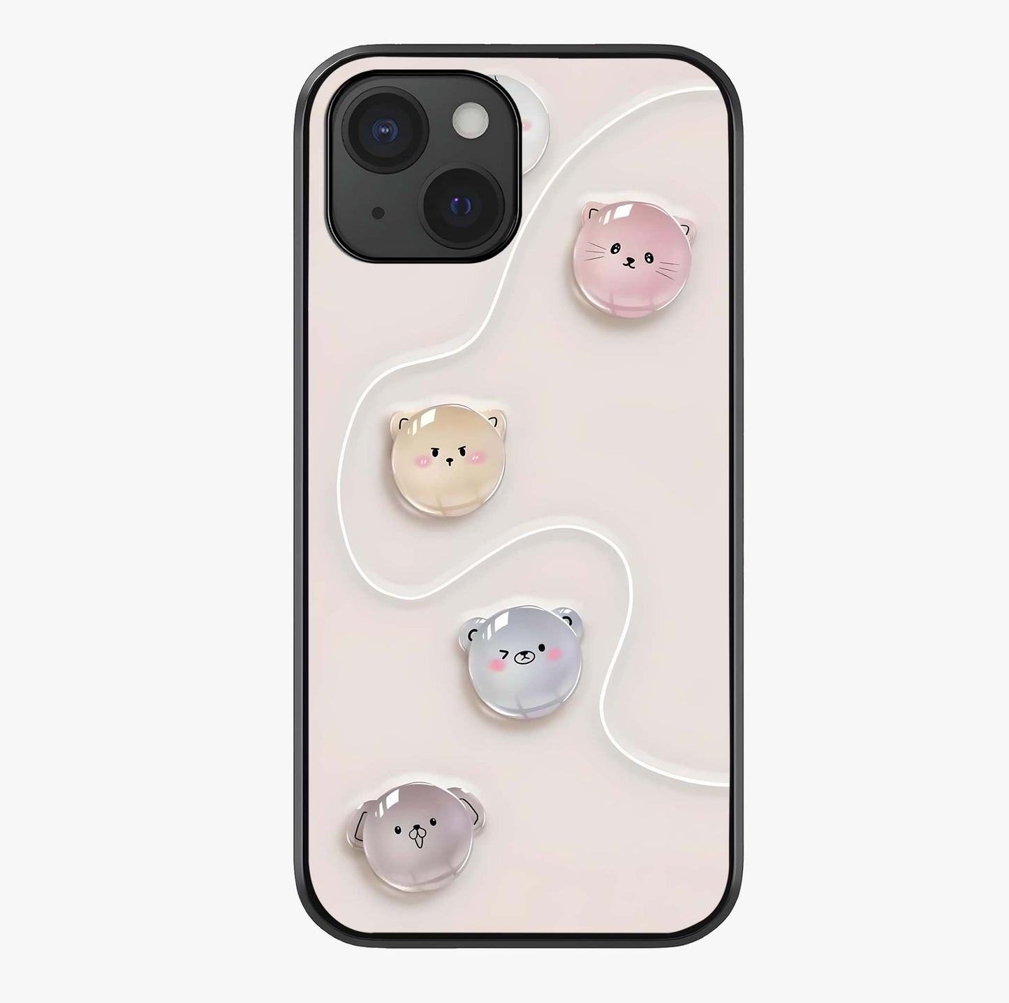 Puffy Face Parade Glass Case showing full back design in clean flat view with glossy glass finish.