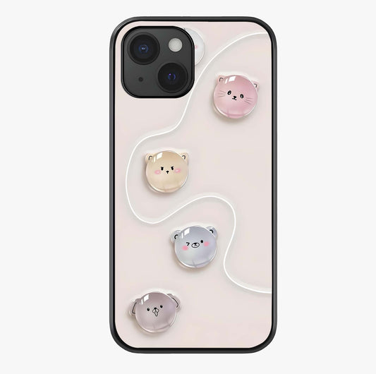 Puffy Face Parade Glass Case showing full back design in clean flat view with glossy glass finish.