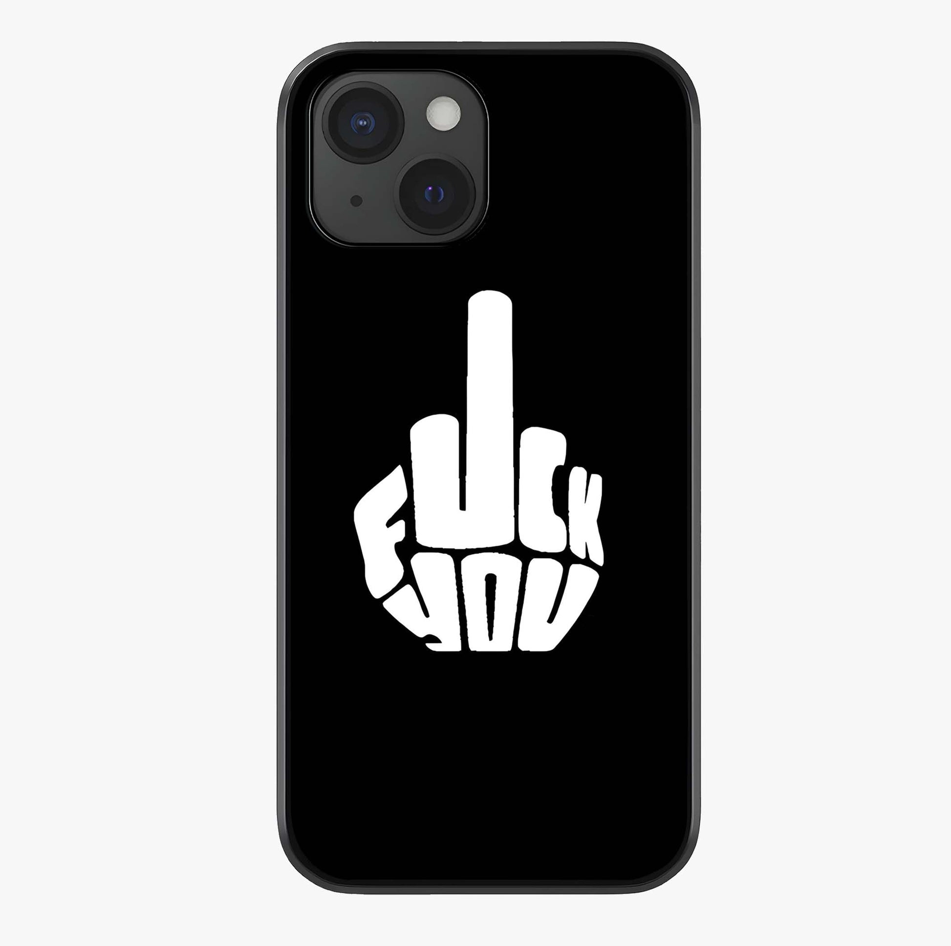 Rebel Mode On Glass Case showing full back design in clean flat view with glossy glass finish.