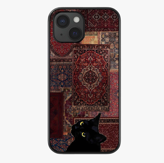 Regal Magic Cat Apple Glass Case showing full back design in clean flat view with glossy glass finish.