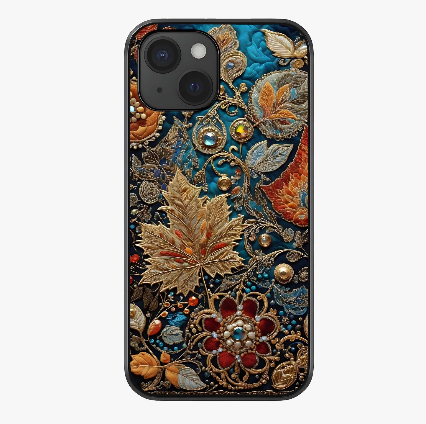 Royal Jewel Garden Glass Case showing full back design in clean flat view with glossy glass finish.