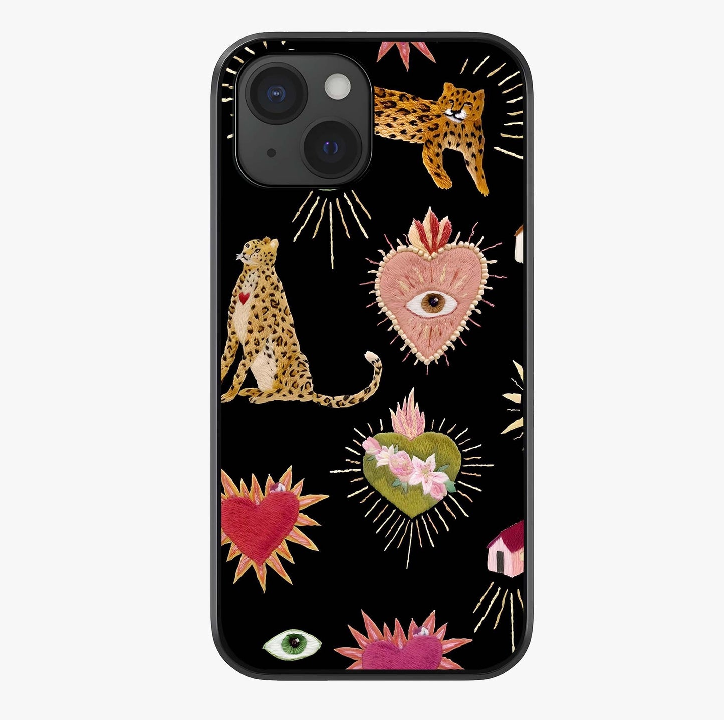 Sacred Jungle Heart Glass Case showing full back design in clean flat view with glossy glass finish.