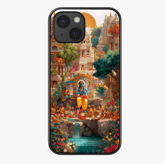 Sacred Sunlight Gods Glass Case showing full back design in clean flat view with glossy glass finish.