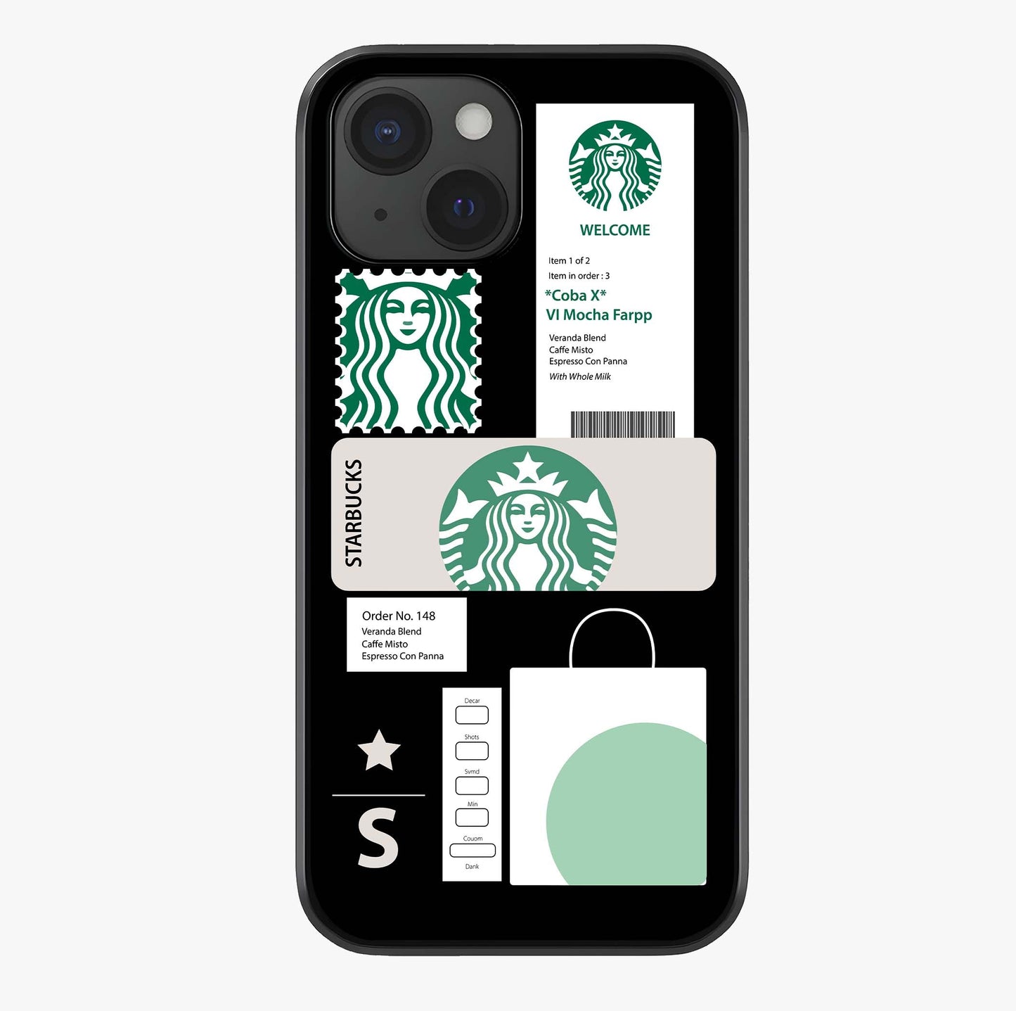 Starbucks Mocha Glass Case showing full back design in clean flat view with glossy glass finish.