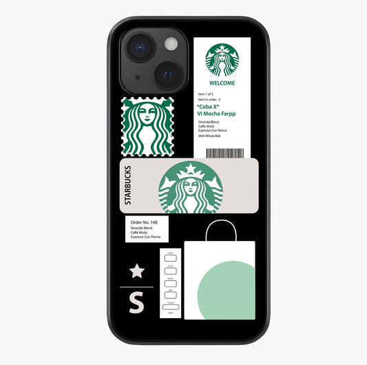 Starbucks Mocha Glass Case showing full back design in clean flat view with glossy glass finish.