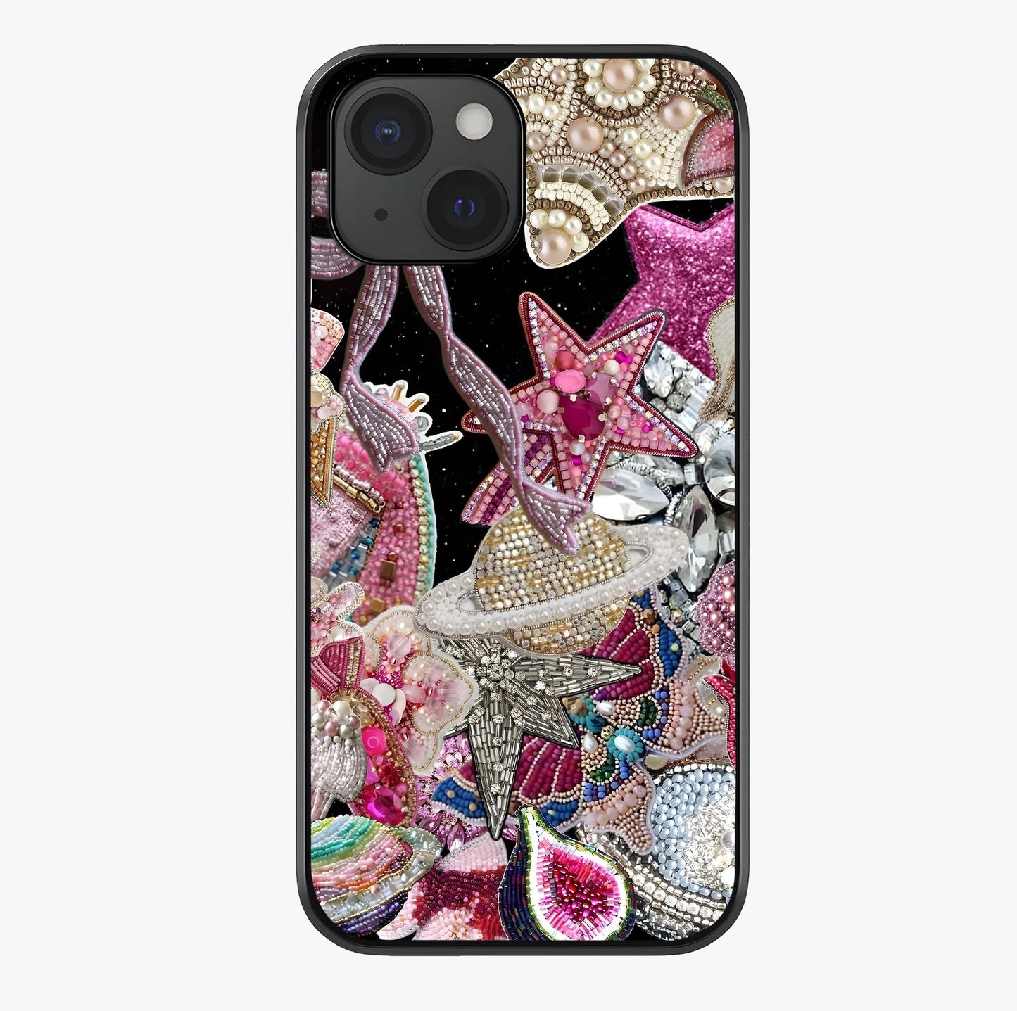 Starlit Jewel Dream Glass Case showing full back design in clean flat view with glossy glass finish.