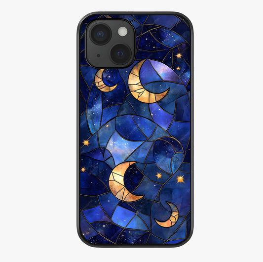 Starlit Sky Tapestry Glass Case showing full back design in clean flat view with glossy glass finish.