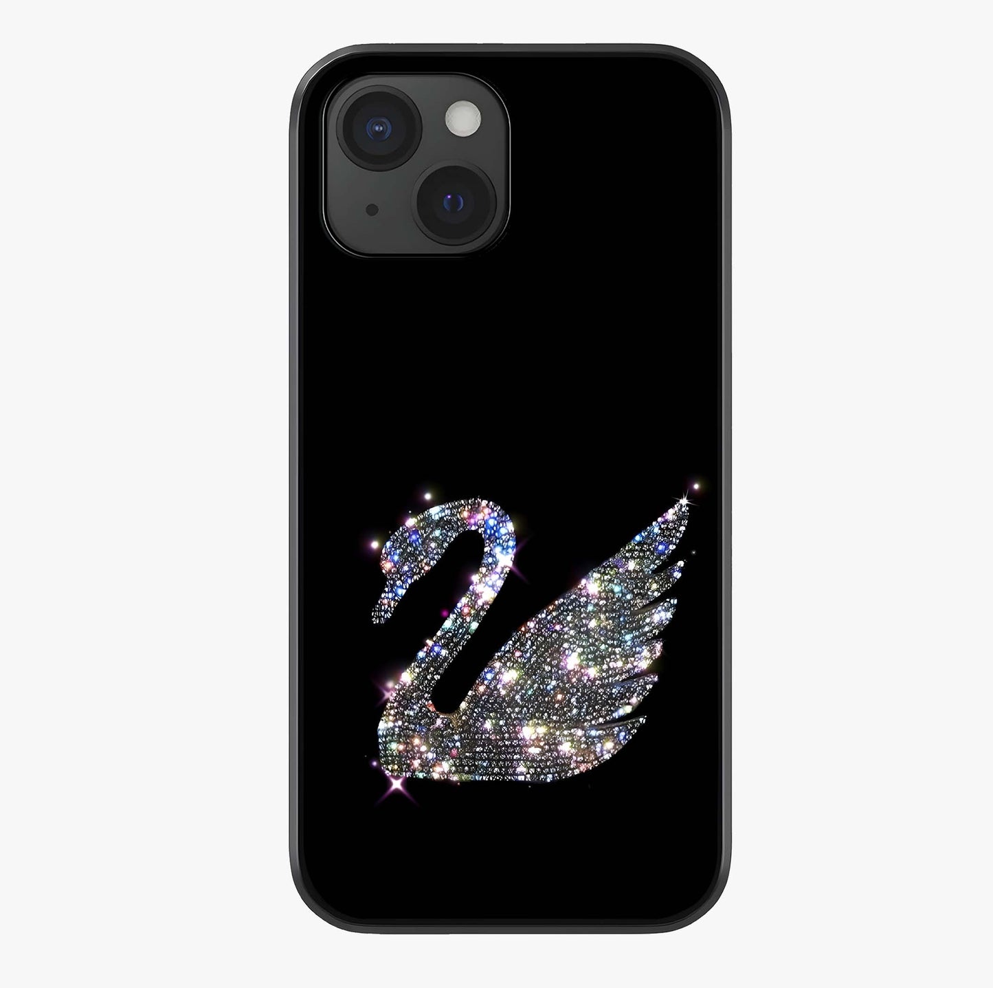 Starlit Swan Grace Glass Case showing full back design in clean flat view with glossy glass finish.