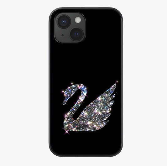 Starlit Swan Grace Glass Case showing full back design in clean flat view with glossy glass finish.