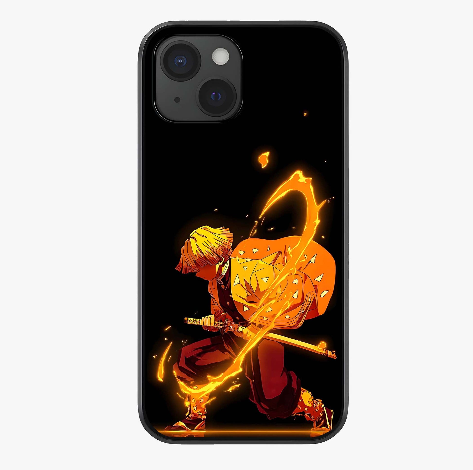 Thunder Flame Execution Glass Case showing full back design in clean flat view with glossy glass finish.