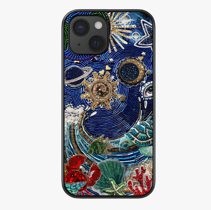 Universe Underwater Spark Glass Case showing full back design in clean flat view with glossy glass finish.