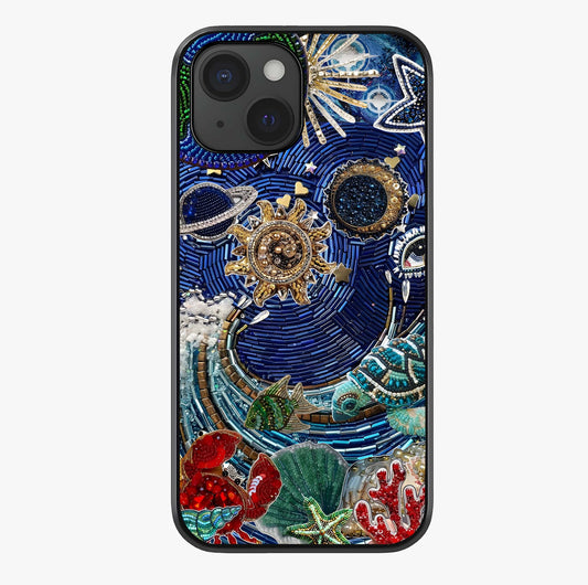 Universe Underwater Spark Glass Case showing full back design in clean flat view with glossy glass finish.