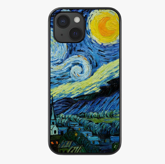 Van Gogh Art Glass Case showing full back design in clean flat view with glossy glass finish.