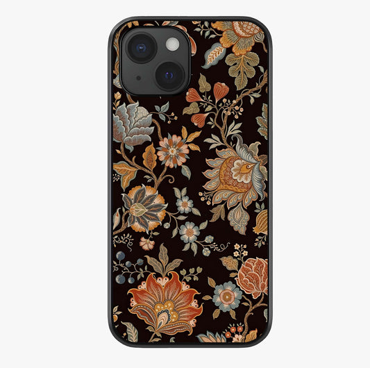 Vintage Floral Dream Glass Case showing full back design in clean flat view with glossy glass finish.