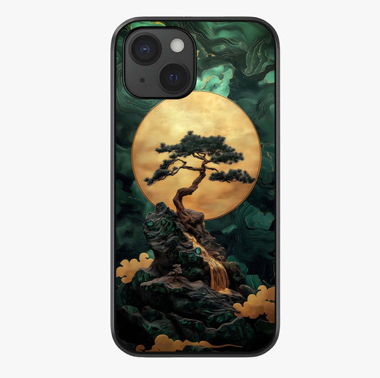 Zen Moon Rise Glass Case showing full back design in clean flat view with glossy glass finish.