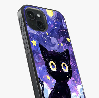 Abstract Cat Art Glass Case captured at a warm angle highlighting gloss, texture and premium glass finish.