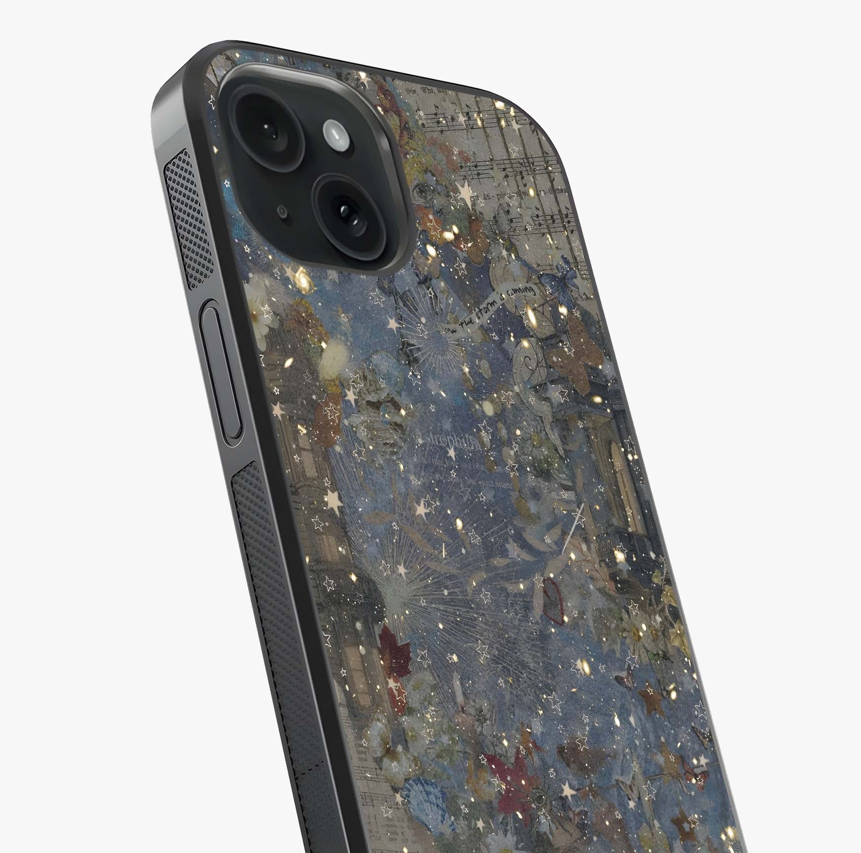 Aesthetic Astrolophia Glass Case captured at a warm angle highlighting gloss, texture and premium glass finish.
