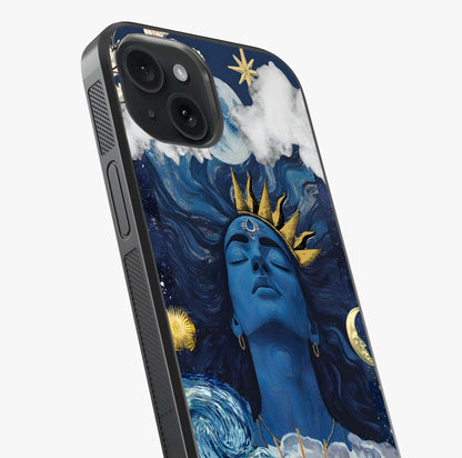 Aesthetic Lord Shiva Glass Case captured at a warm angle highlighting gloss, texture and premium glass finish.