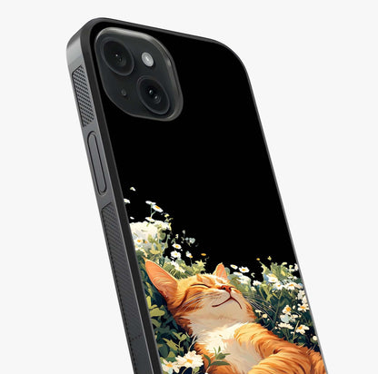 Blissful Bloom Cat Glass Case captured at a warm angle highlighting gloss, texture and premium glass finish.