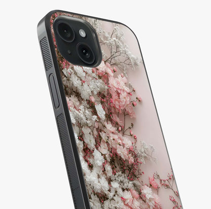 Blush Blossom Cloud Glass Case captured at a warm angle highlighting gloss, texture and premium glass finish.