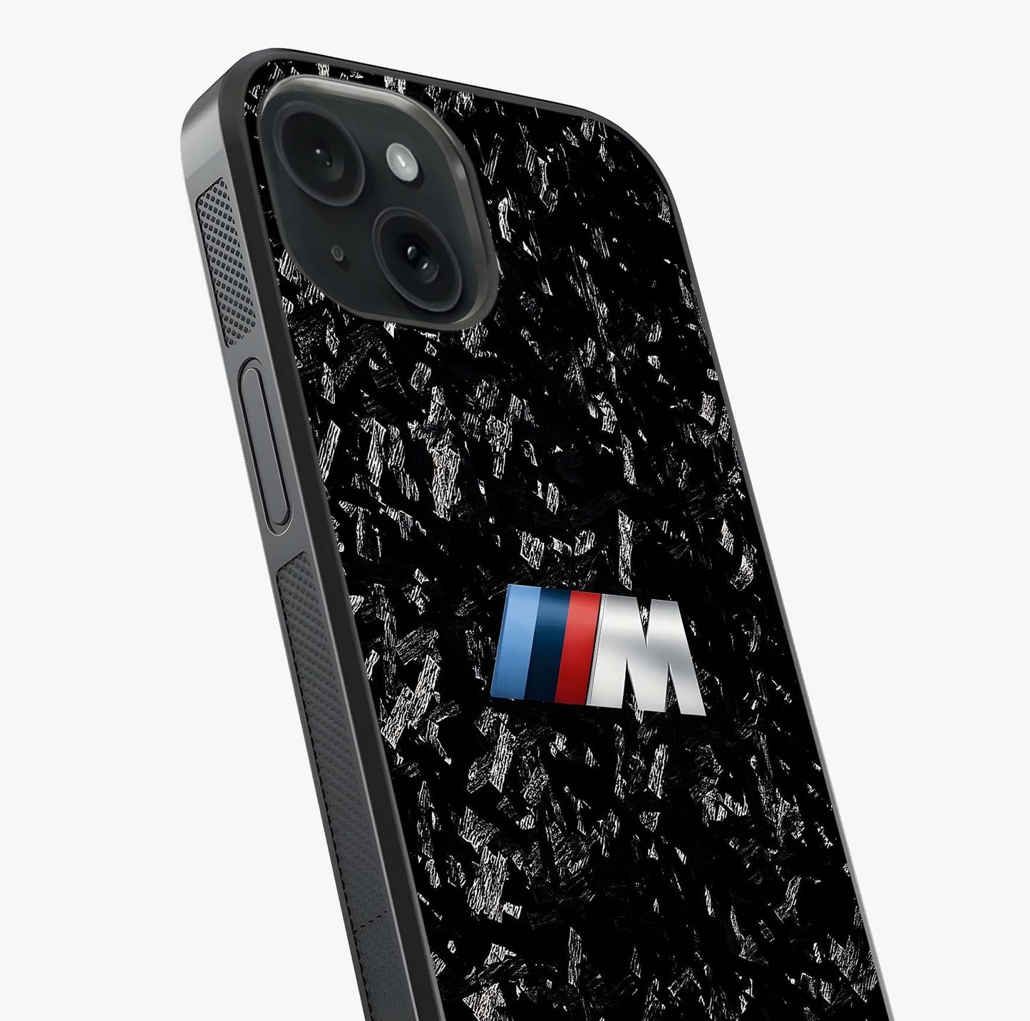 Carbon Speed Mark Glass Case captured at a warm angle highlighting gloss, texture and premium glass finish.