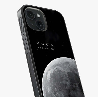 Cosmic Moon Glow Glass Case captured at a warm angle highlighting gloss, texture and premium glass finish.