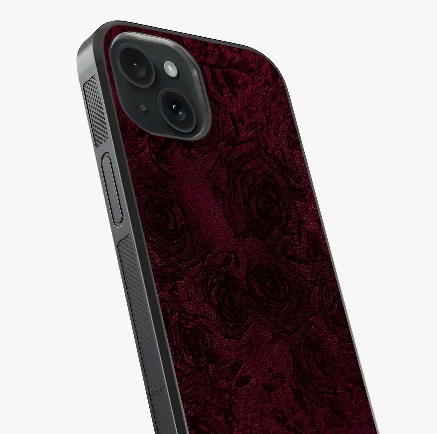Crimson Fade Flow Glass Case captured at a warm angle highlighting gloss, texture and premium glass finish.