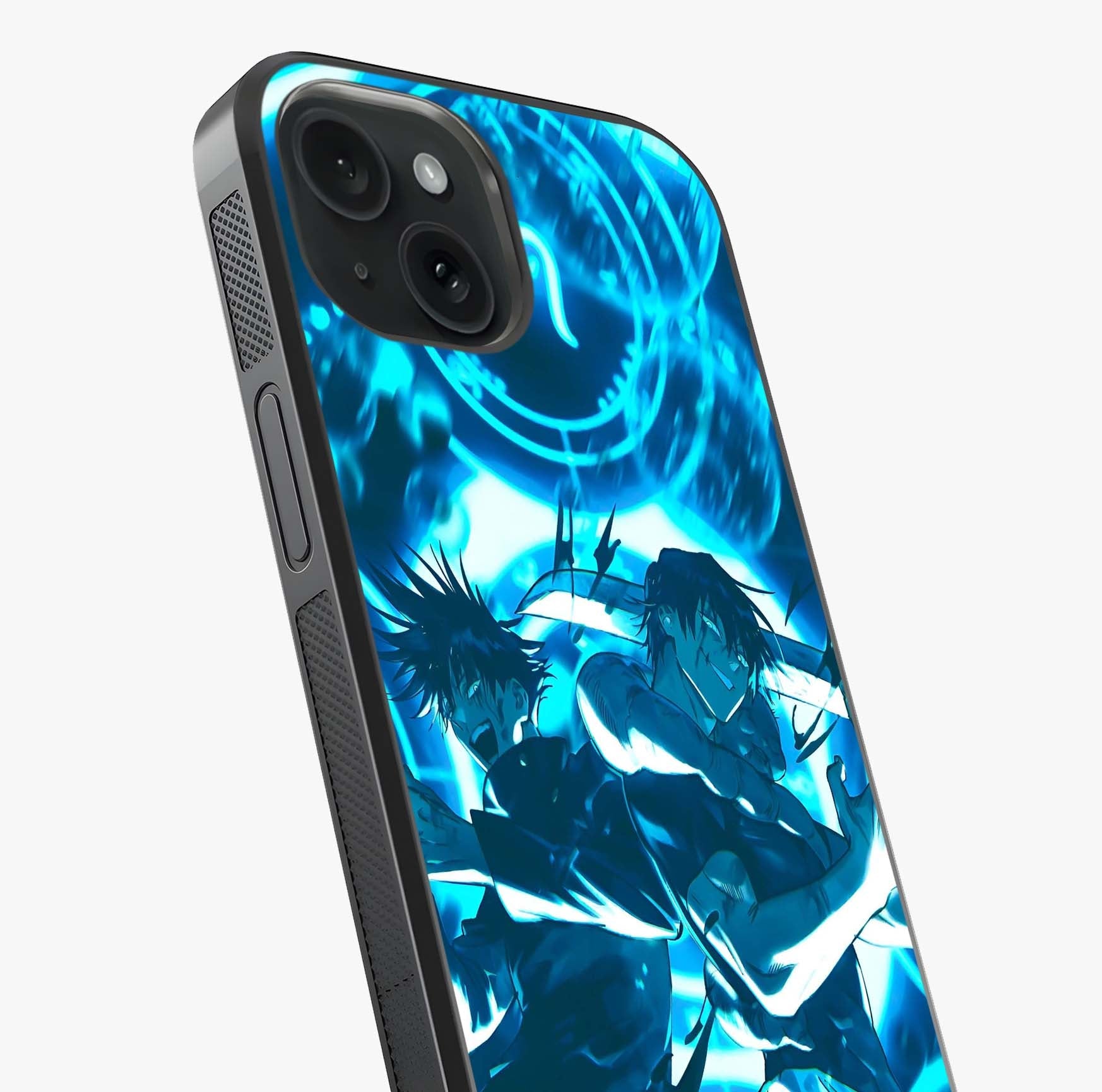 Cursed Energy Clash Glass Case captured at a warm angle highlighting gloss, texture and premium glass finish.