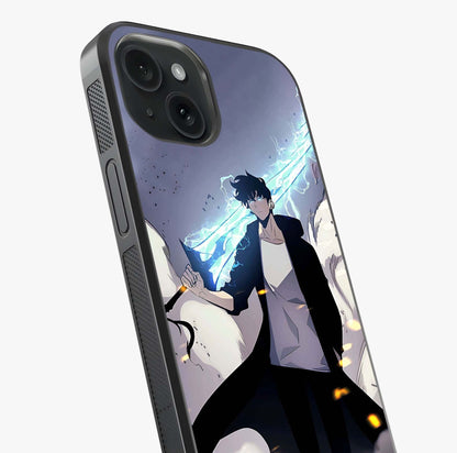 Dark Lightning Anime Warrior Glass Case captured at a warm angle highlighting gloss, texture and premium glass finish.