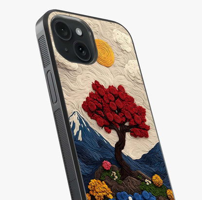 Eternal Nature Tapestry Glass Case captured at a warm angle highlighting gloss, texture and premium glass finish.