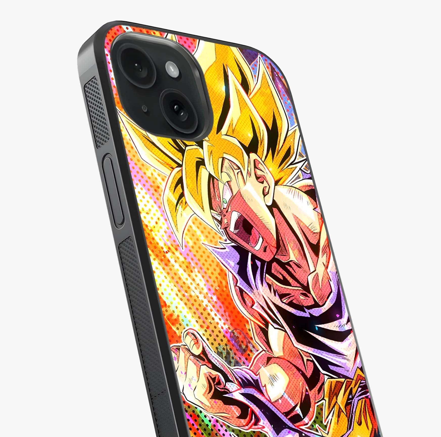 Firing Goku Glass Case captured at a warm angle highlighting gloss, texture and premium glass finish.