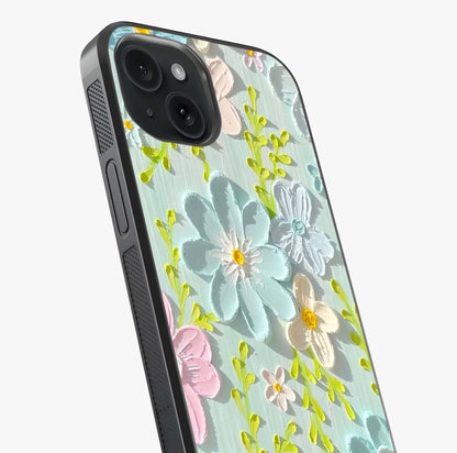 Frosted Petal Garden Glass Case captured at a warm angle highlighting gloss, texture and premium glass finish.