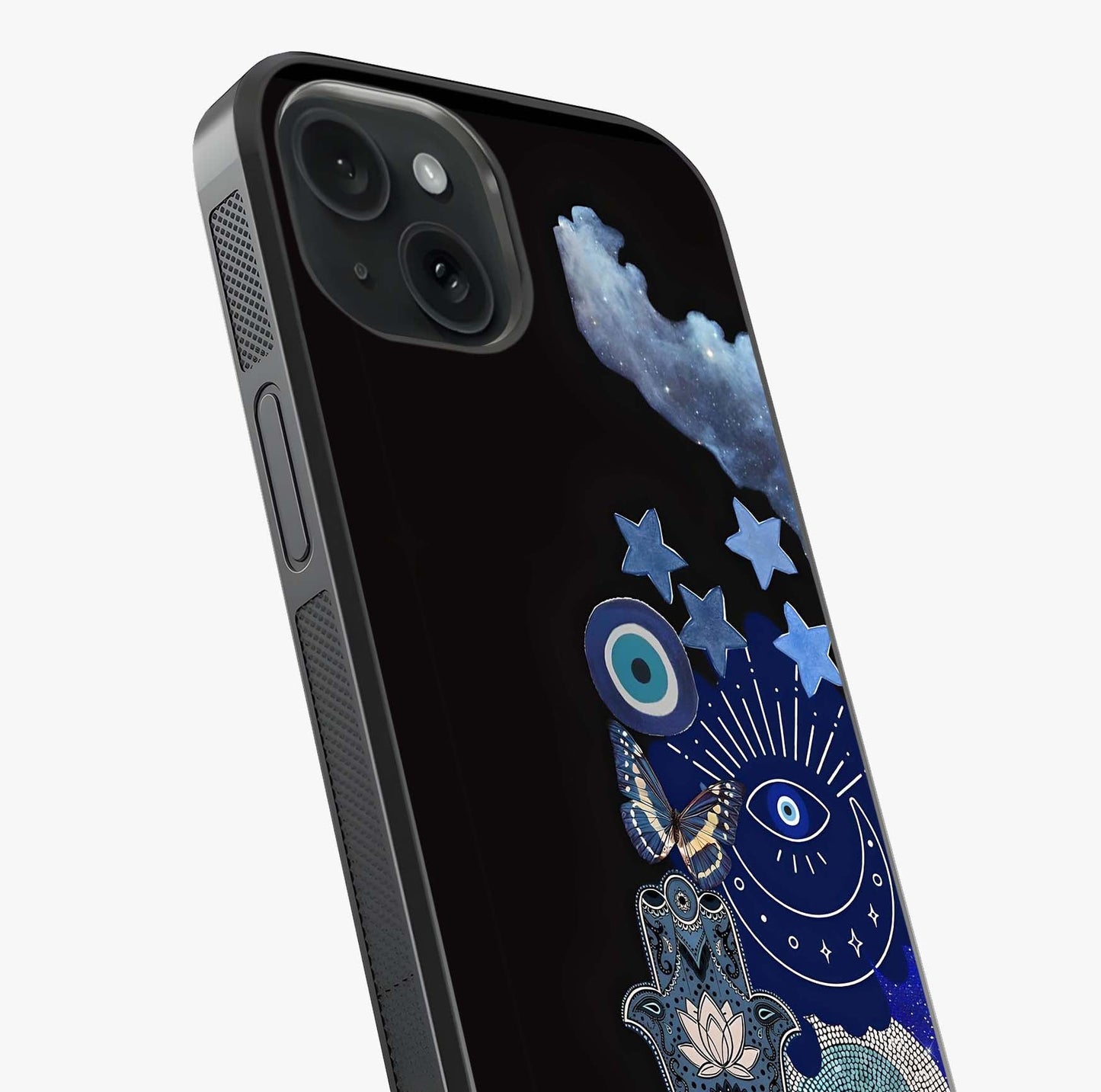 Galactic Charm Cluster Glass Case captured at a warm angle highlighting gloss, texture and premium glass finish.