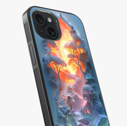 Glow Forest Portal Glass Case captured at a warm angle highlighting gloss, texture and premium glass finish.