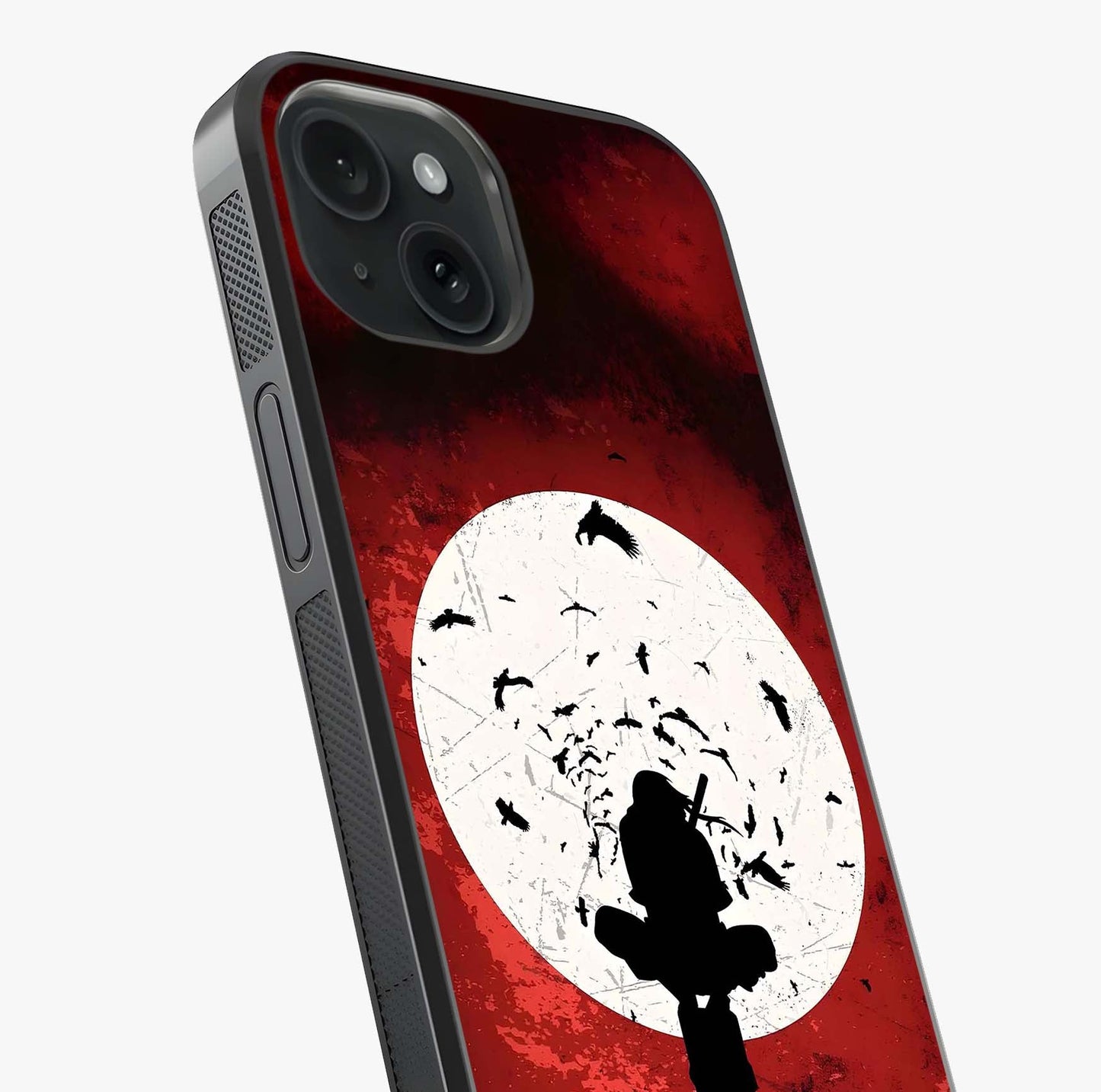 Itachi Limited Edition Naruto Anime Glass Case captured at a warm angle highlighting gloss, texture and premium glass finish.