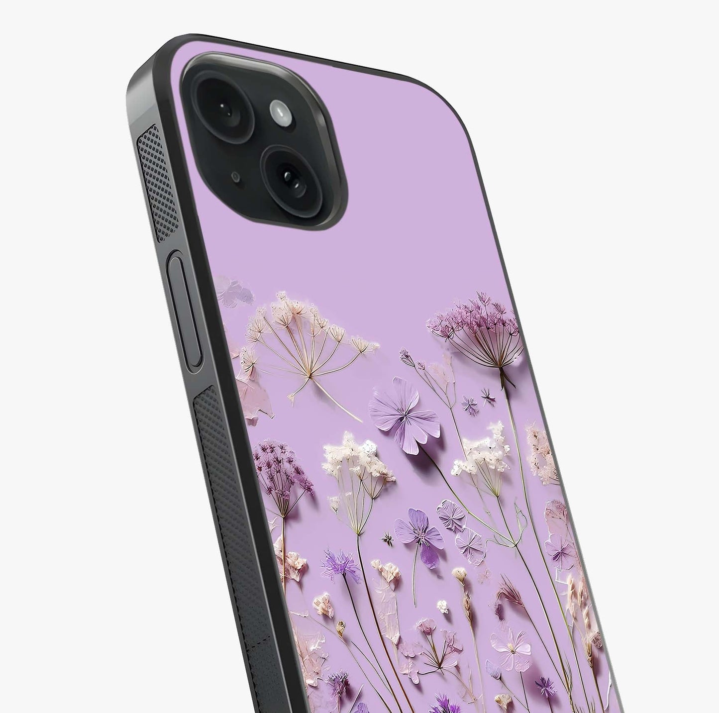 Lavender Blossom Dream Glass Case captured at a warm angle highlighting gloss, texture and premium glass finish.
