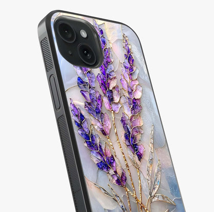 Lavender Dream Glow Glass Case captured at a warm angle highlighting gloss, texture and premium glass finish.