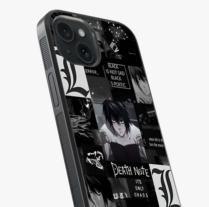 Midnight Chaos Mind Glass Case captured at a warm angle highlighting gloss, texture and premium glass finish.