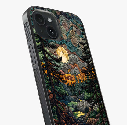Moonlight Forest Dream Glass Case captured at a warm angle highlighting gloss, texture and premium glass finish.